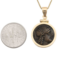 14k Gold Genuine Ancient Greek Coin Necklace (Athena/Owl; 200-133 B.C.)