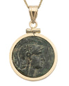14k Gold Genuine Ancient Greek Coin Necklace (Athena/Owl; 200-133 B.C.)