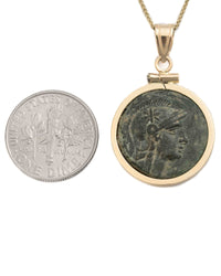 14k Gold Genuine Ancient Greek Coin Necklace (Athena/Owl; 200-133 B.C.)