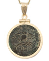 14k Gold Genuine Ancient Greek Coin Necklace (Athena/Owl; 200-133 B.C.)