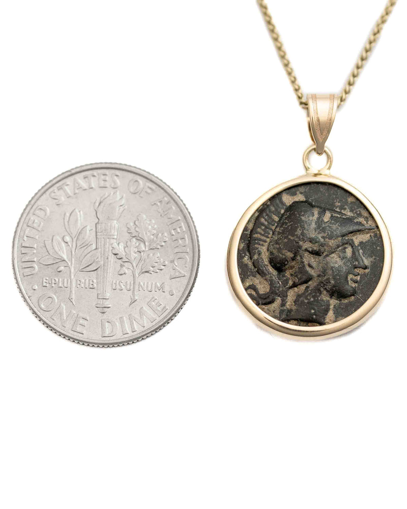 14k Gold Genuine Ancient Greek Coin Necklace (Athena; 306-283 B.C.)