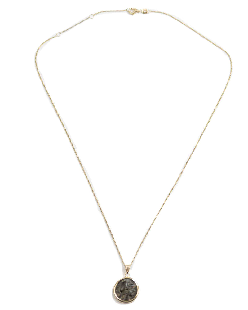 14k Gold Genuine Ancient Greek Coin Necklace (Athena; 306-283 B.C.)