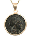 14k Gold Genuine Ancient Greek Coin Necklace (Athena/Owl; 200-133 B.C.)