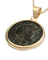 14k Gold Genuine Ancient Greek Coin Necklace (Athena/Owl; 200-133 B.C.)