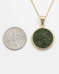 14k Gold Genuine Ancient Greek Coin Necklace (Athena/Owl; 200-133 B.C.)