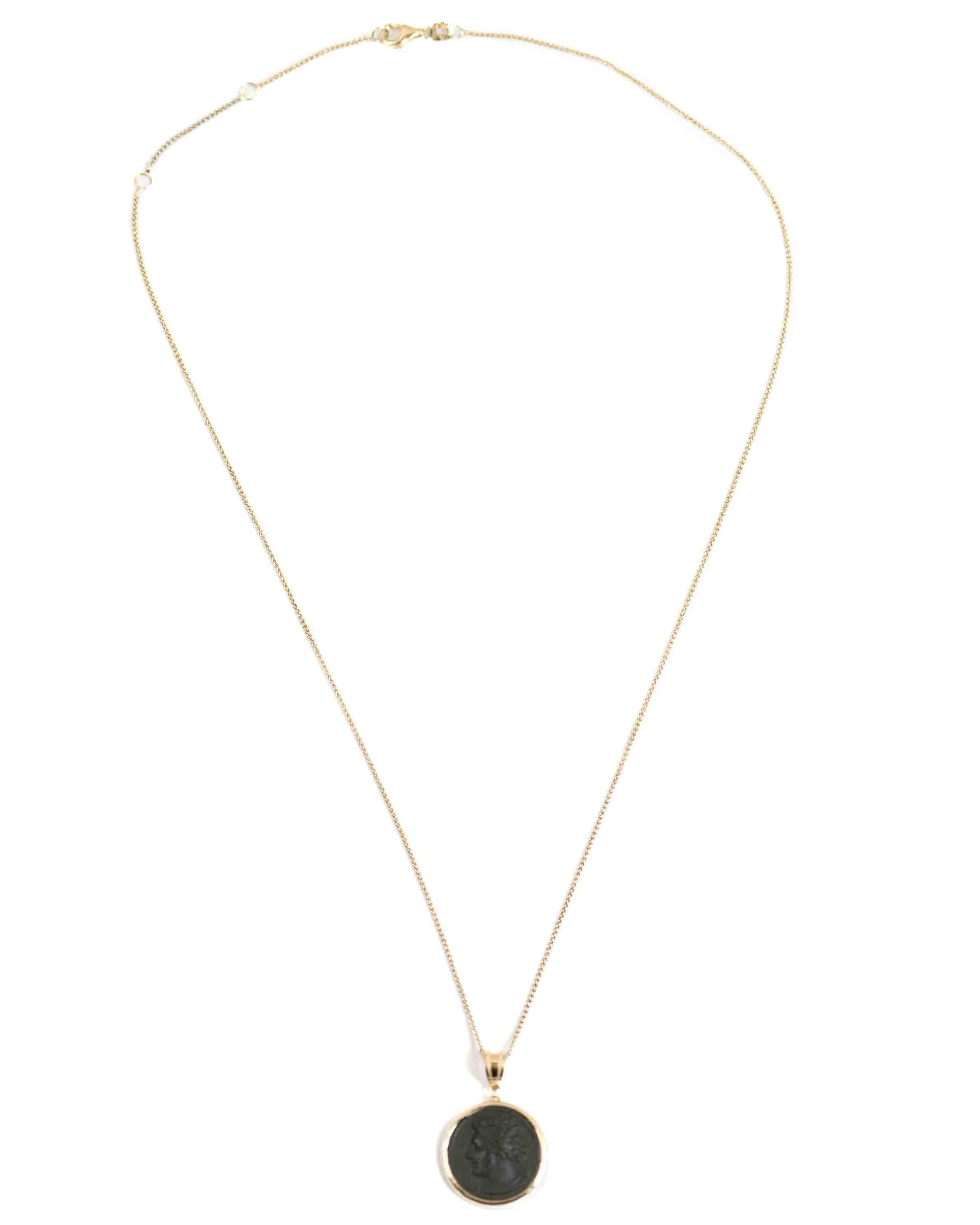 14k Gold Genuine Ancient Greek Coin Necklace (Tanit; 400-350 B.C.)