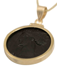 14k Gold Genuine Ancient Greek Coin Necklace (Tanit; 400-350 B.C.)