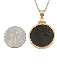 14k Gold Genuine Ancient Greek Coin Necklace (Tanit; 400-350 B.C.)