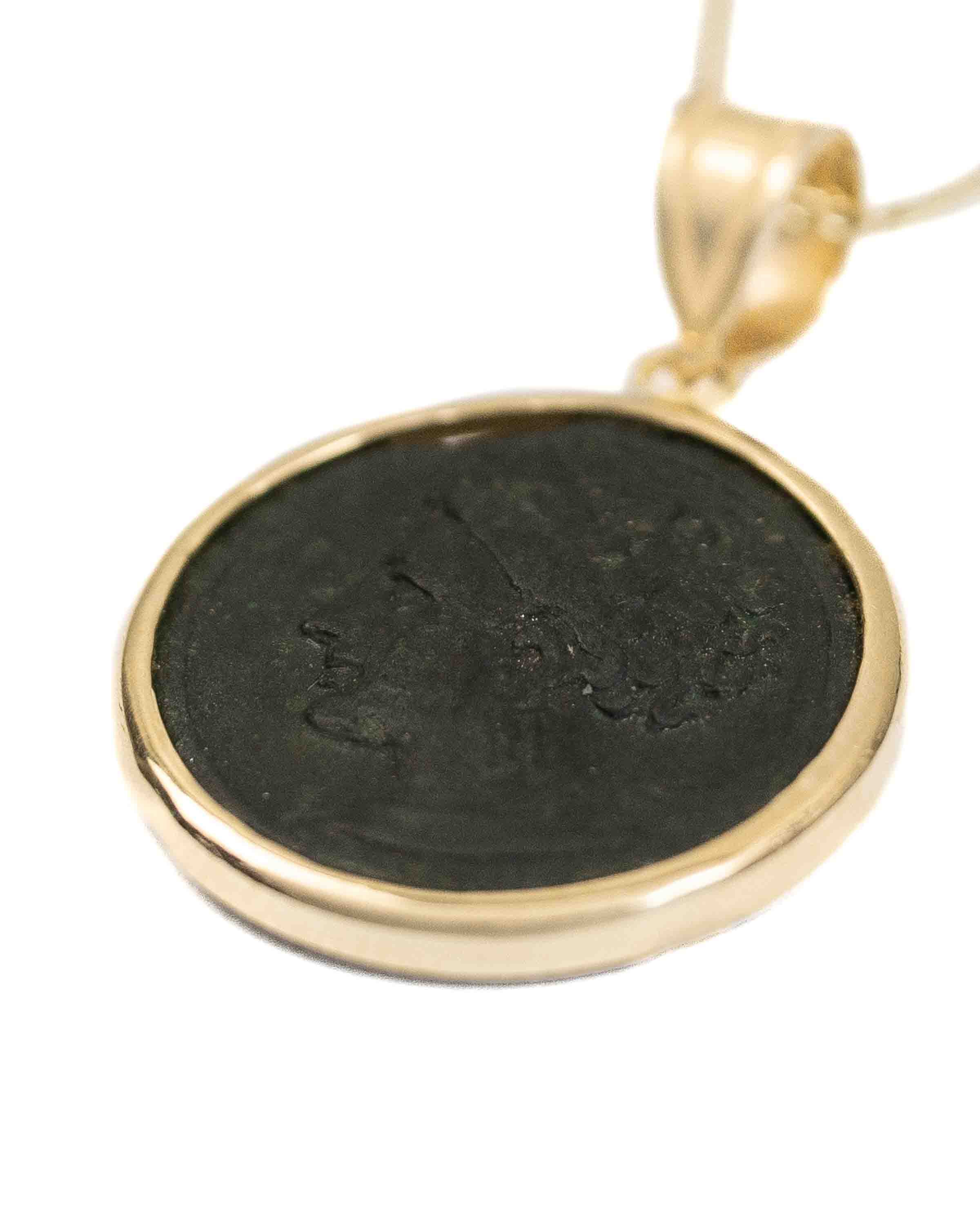 14k Gold Genuine Ancient Greek Coin Necklace (Tanit; 400-350 B.C.)