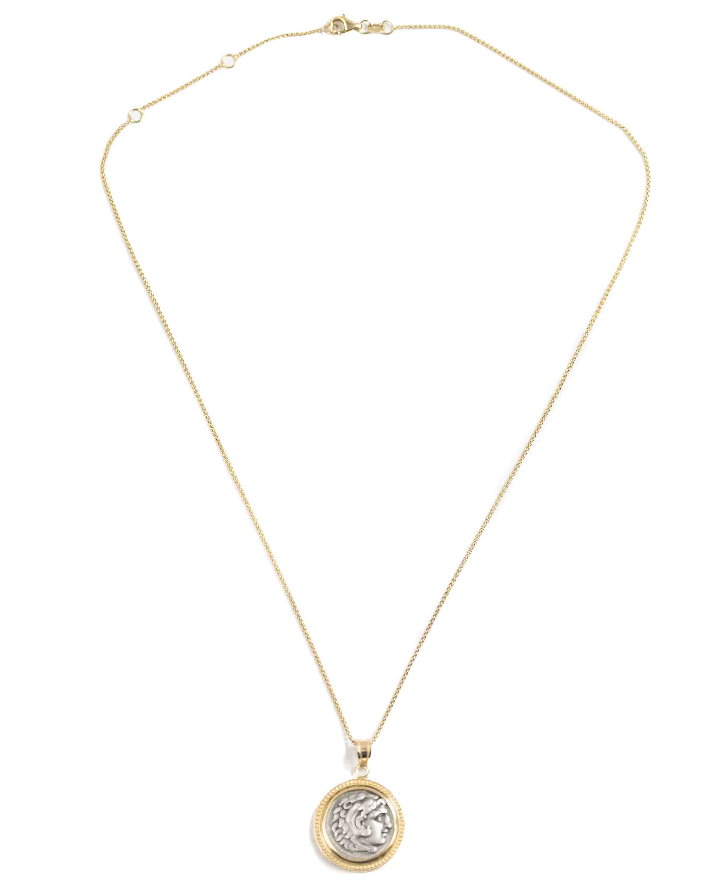 14k Gold Genuine Ancient Greek Coin Necklace (Alexander the Great; 336-323 B.C.)