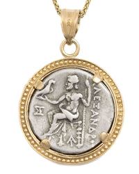14k Gold Genuine Ancient Greek Coin Necklace (Alexander the Great; 336-323 B.C.)