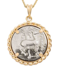 14k Gold Genuine Ancient Greek Coin Necklace (Artemis Bee; 202-150 B.C.)