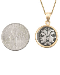 14k Gold Genuine Ancient Greek Coin Necklace (Janus; 400-201 B.C.)