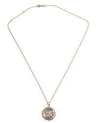 14k Gold & Sapphire Genuine Ancient Greek Coin Necklace (Zeus/Hera; 450-300 B.C.)