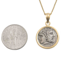 14k Gold Genuine Ancient Greek Coin Necklace (Zeus/Hera; 400-301 B.C.)