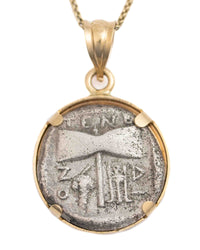 14k Gold Genuine Ancient Greek Coin Necklace (Zeus/Hera; 400-301 B.C.)