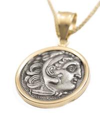 14k Gold Genuine Ancient Greek Coin Necklace (Alexander the Great; 336-323 B.C.)