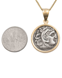 14k Gold Genuine Ancient Greek Coin Necklace (Alexander the Great; 336-323 B.C.)