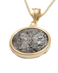 14k Gold Genuine Ancient Greek Coin Necklace (Zeus/Hera; 500-301 B.C.)