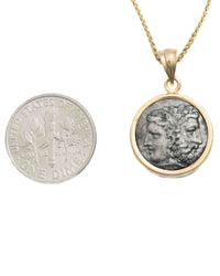 14k Gold Genuine Ancient Greek Coin Necklace (Zeus/Hera; 500-301 B.C.)