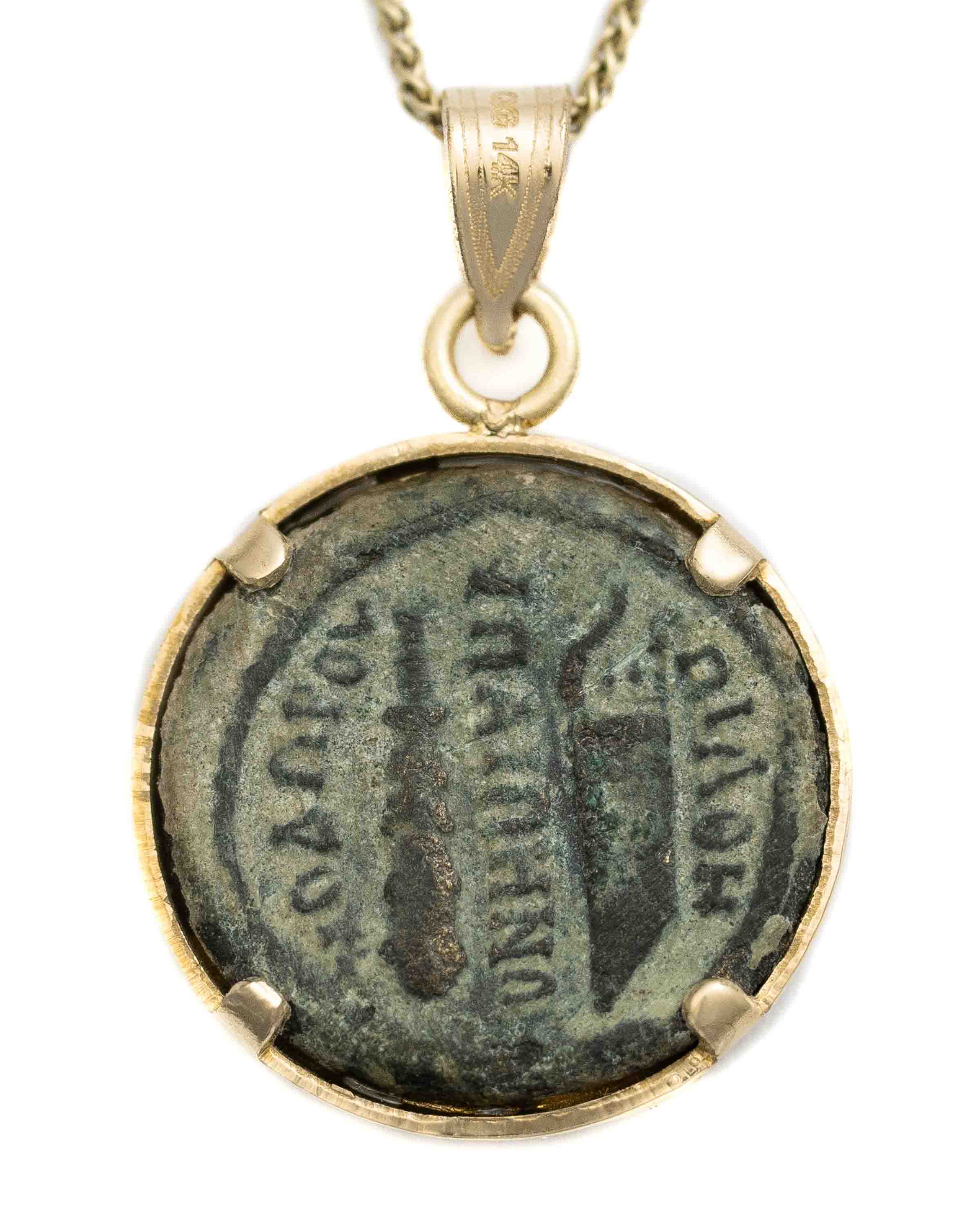14k Gold Genuine Ancient Greek Coin Necklace (Heracles; 117-138 A.D.)