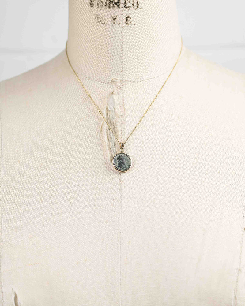 14k Gold Genuine Ancient Greek Coin Necklace (Heracles; 117-138 A.D.)