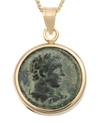 14k Gold Genuine Ancient Greek Coin Necklace (Heracles; 117-138 A.D.)