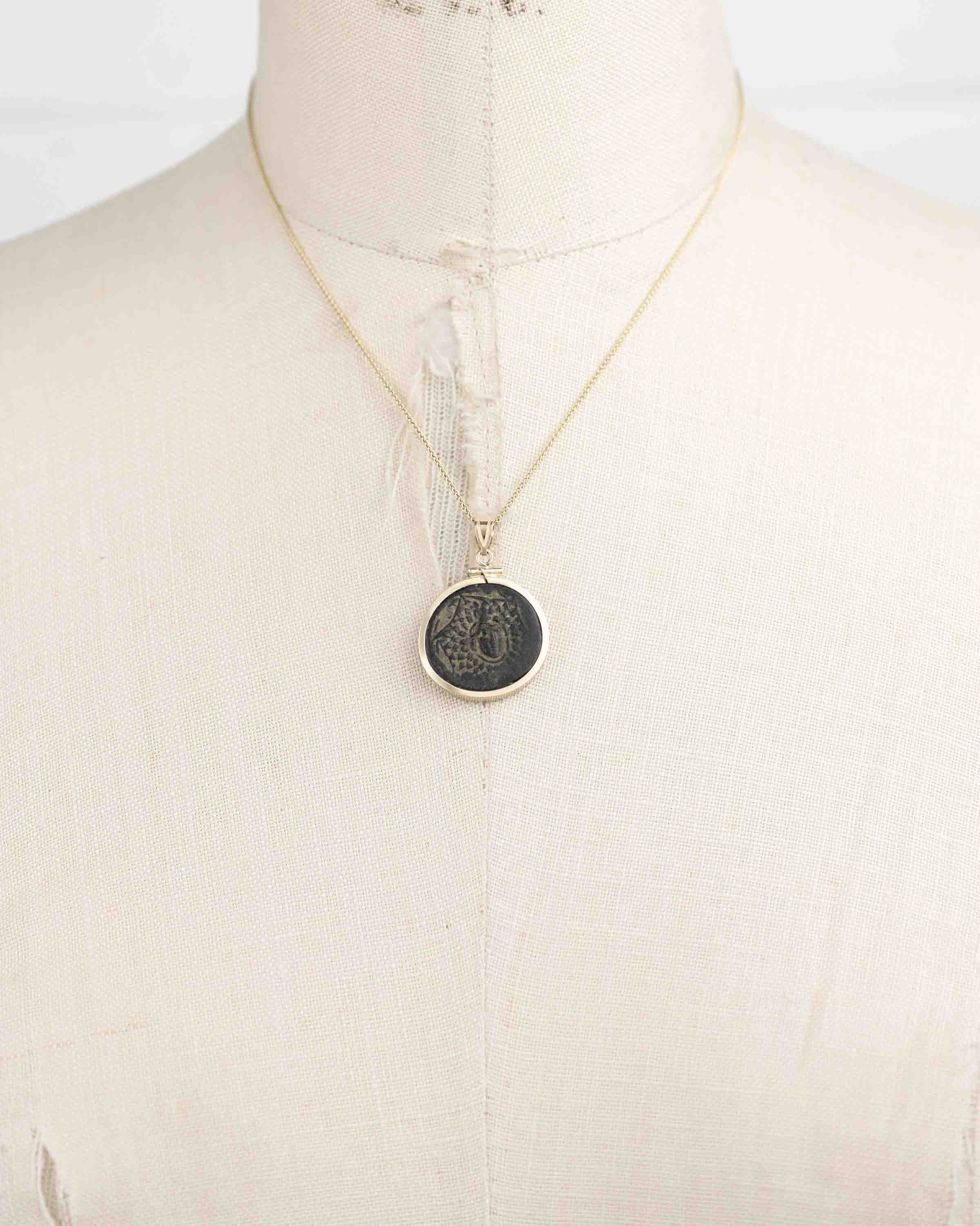 14k Gold Genuine Ancient Greek Coin Necklace (Medusa; 85-65 B.C.)