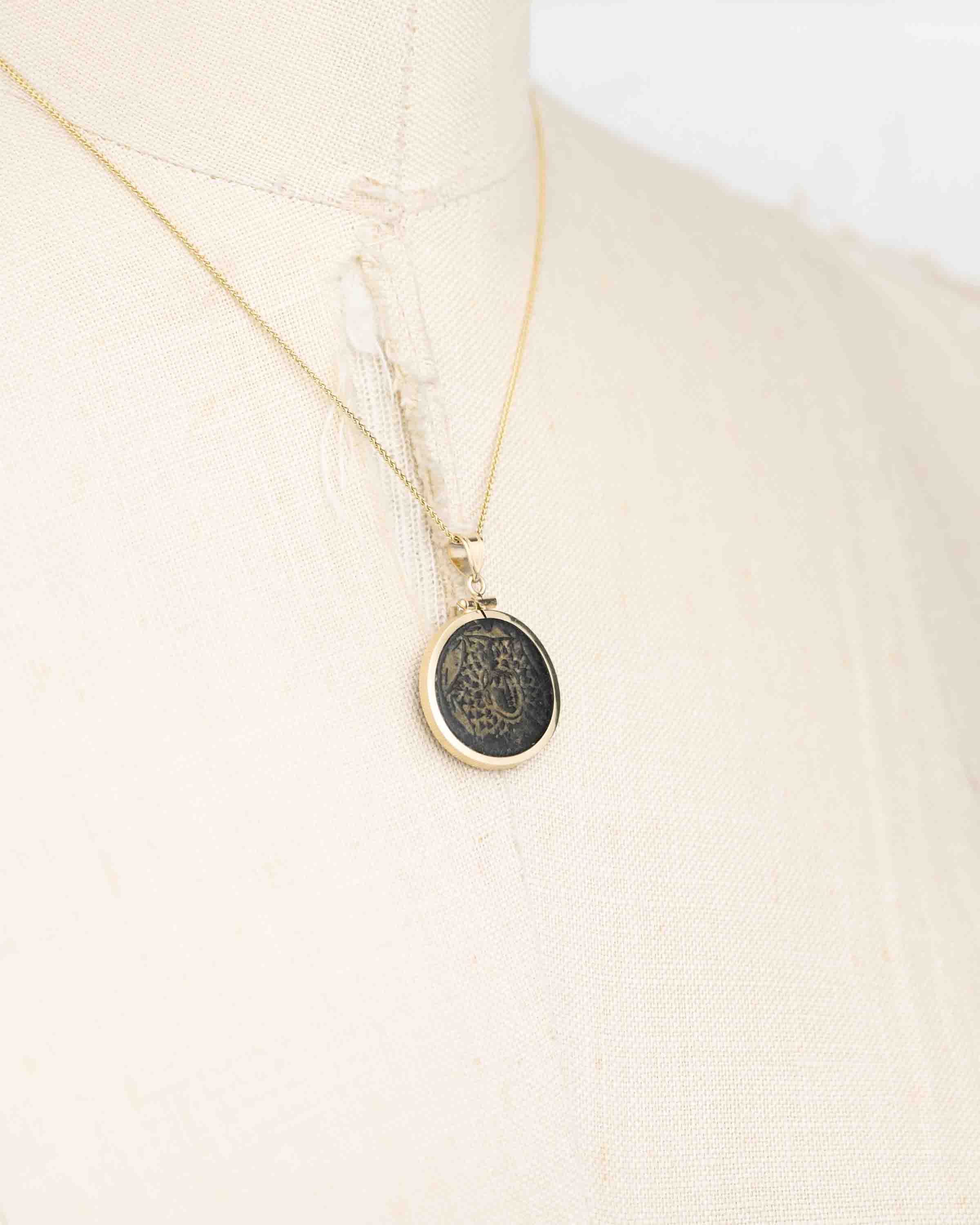 14k Gold Genuine Ancient Greek Coin Necklace (Medusa; 85-65 B.C.)