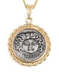 14k Gold Genuine Ancient Roman Coin Necklace (Medusa; 47 B.C.)