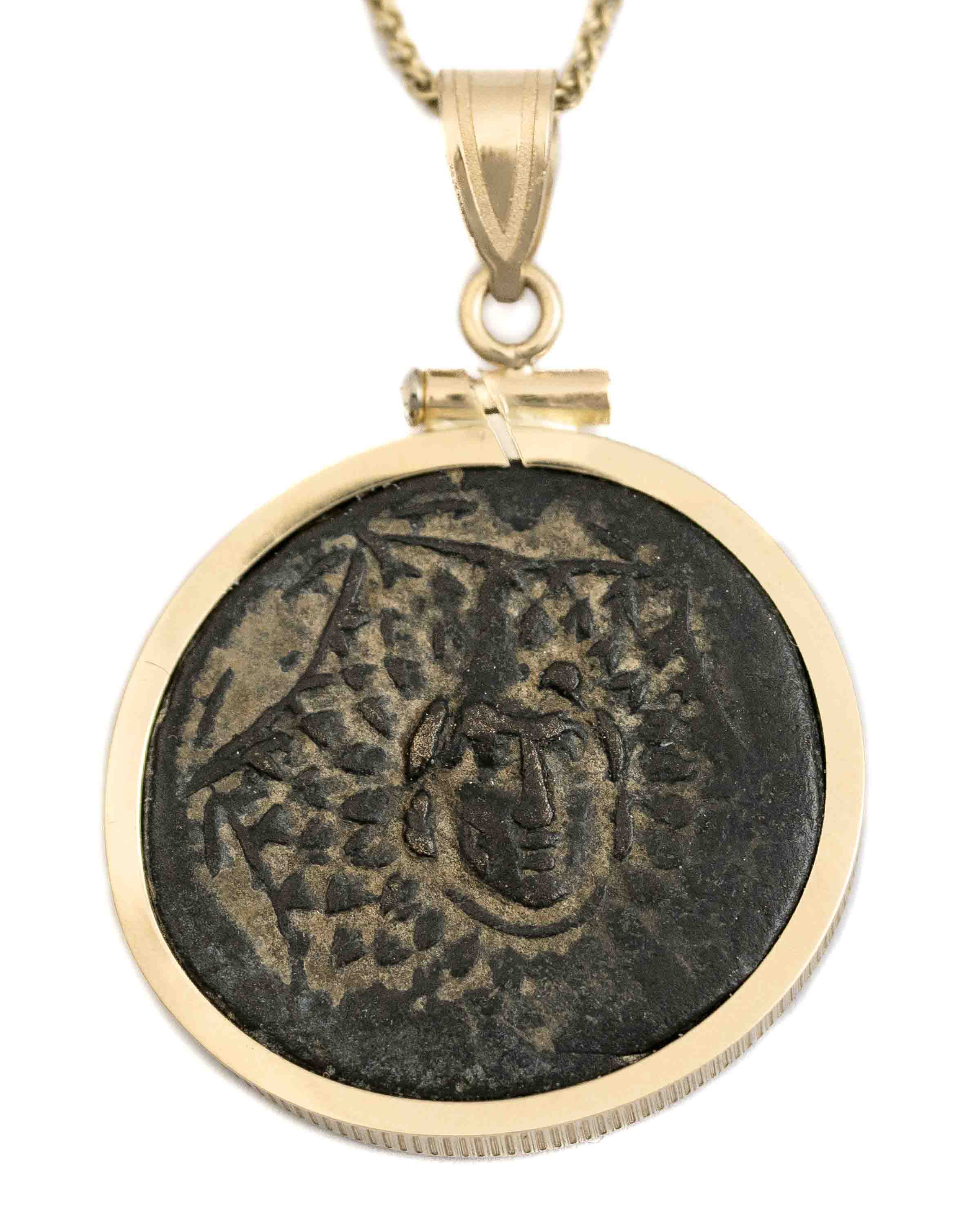 14k Gold Genuine Ancient Greek Coin Necklace (Medusa; 85-65 B.C.)