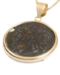 14k Gold Genuine Ancient Greek Coin Necklace (Poseidon; 275-215 B.C.)