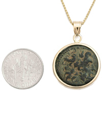 14k Gold Genuine Ancient Greek Coin Necklace (Zeus; 27 BC-14 AD)