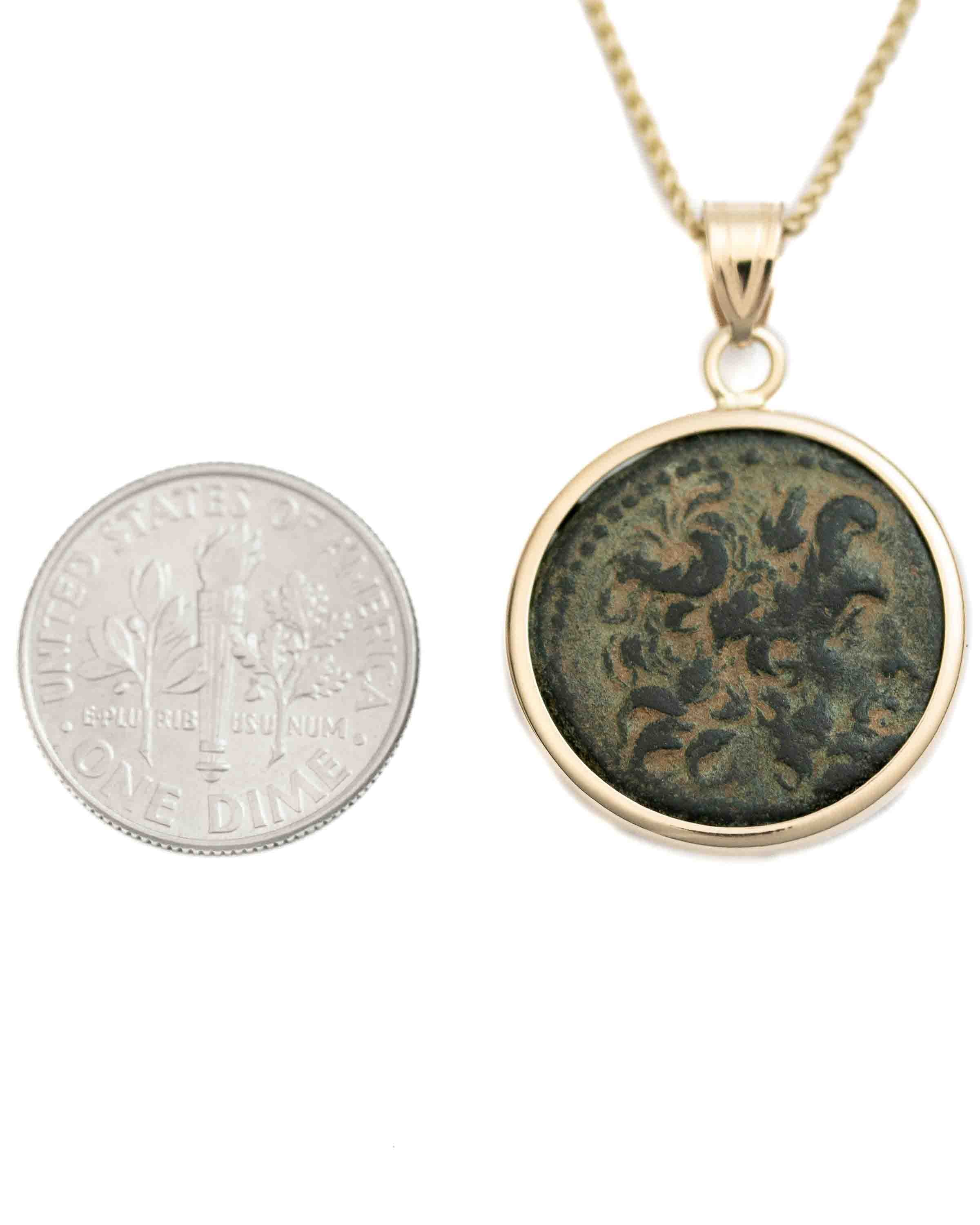 14k Gold Genuine Ancient Greek Coin Necklace (Zeus; 27 BC-14 AD)