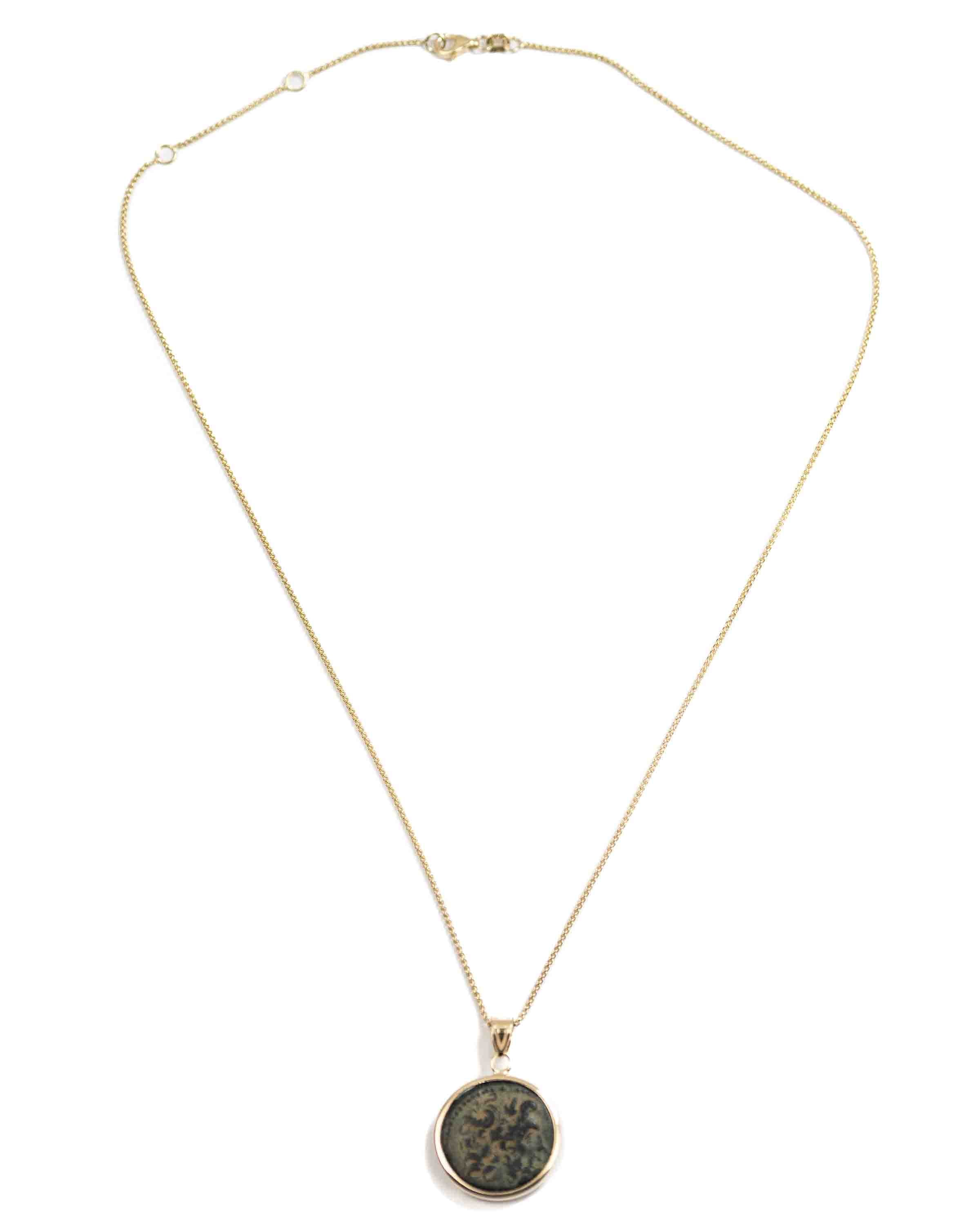 14k Gold Genuine Ancient Greek Coin Necklace (Zeus; 27 BC-14 AD)