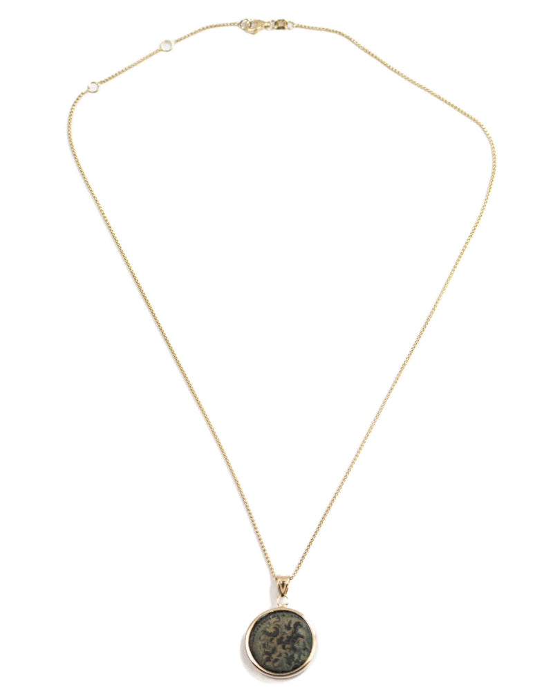 14k Gold Genuine Ancient Greek Coin Necklace (Zeus; 27 BC-14 AD)