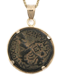 14k Gold Genuine Ancient Greek Coin Necklace (Zeus; 27 BC-14 AD)