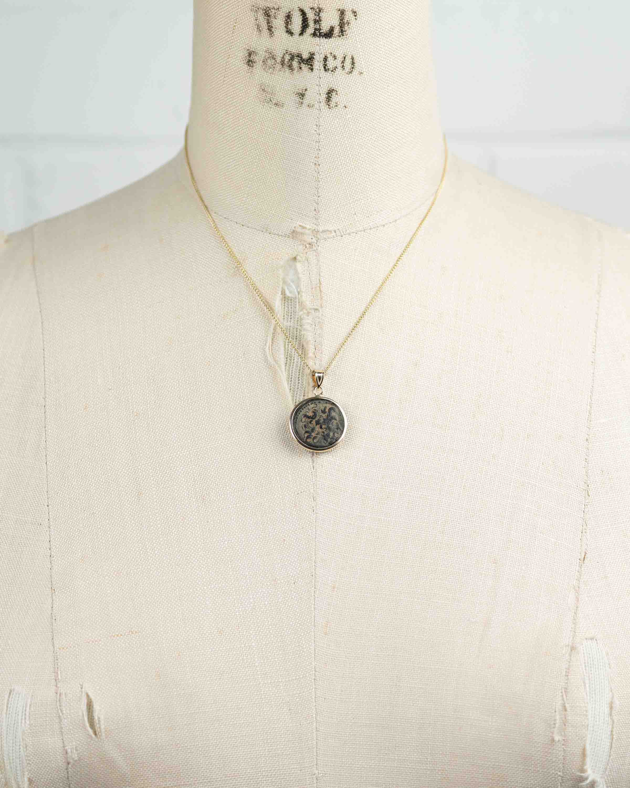 14k Gold Genuine Ancient Greek Coin Necklace (Zeus; 27 BC-14 AD)