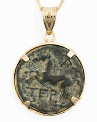 14k Gold Genuine Ancient Greek Coin Necklace (Zeus; 100-1 B.C.)