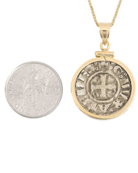 14k Gold Genuine Ancient Medieval Coin Necklace (Coin of the Crusades; 1287-1308 A.D.)