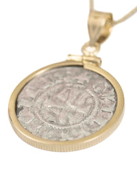 14k Gold Genuine Ancient Medieval Coin Necklace (Coin of the Crusades; 1287-1308 A.D.)