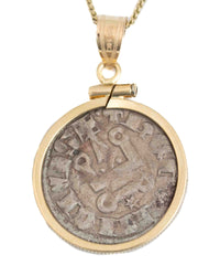 14k Gold Genuine Ancient Medieval Coin Necklace (Coin of the Crusades; 1287-1308 A.D.)