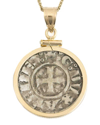14k Gold Genuine Ancient Medieval Coin Necklace (Coin of the Crusades; 1287-1308 A.D.)