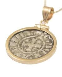 14k Gold Genuine Ancient Medieval Coin Necklace (Coin of the Crusades; 1287-1308 A.D.)