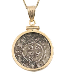 14k Gold Genuine Ancient Crusades Coin Necklace (Jerusalem; 1163-1174 A.D.)