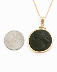14k Gold Genuine Ancient Greek Coin Necklace (Persephone; 275-216 B.C.)