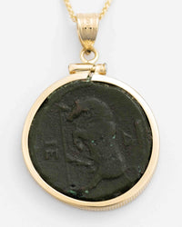 14k Gold Genuine Ancient Greek Coin Necklace (Persephone; 275-216 B.C.)