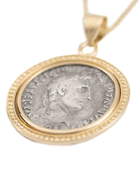 14k Gold Genuine Ancient Roman Coin Necklace (Augustus; 27 B.C.-14 A.D.)