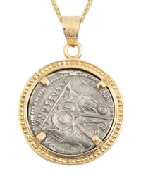 14k Gold Genuine Ancient Roman Coin Necklace (Augustus; 27 B.C.-14 A.D.)
