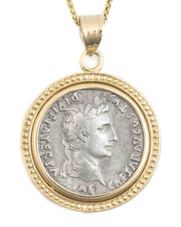 14k Gold Genuine Ancient Roman Coin Necklace (Augustus; 27 B.C.-14 A.D.)